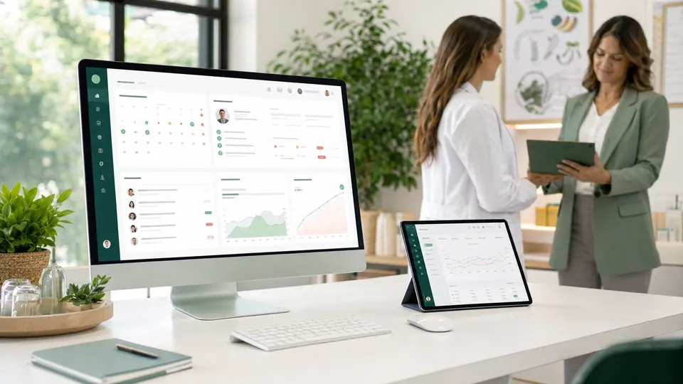 Interface da plataforma Nutru em uma clinica de nutricao